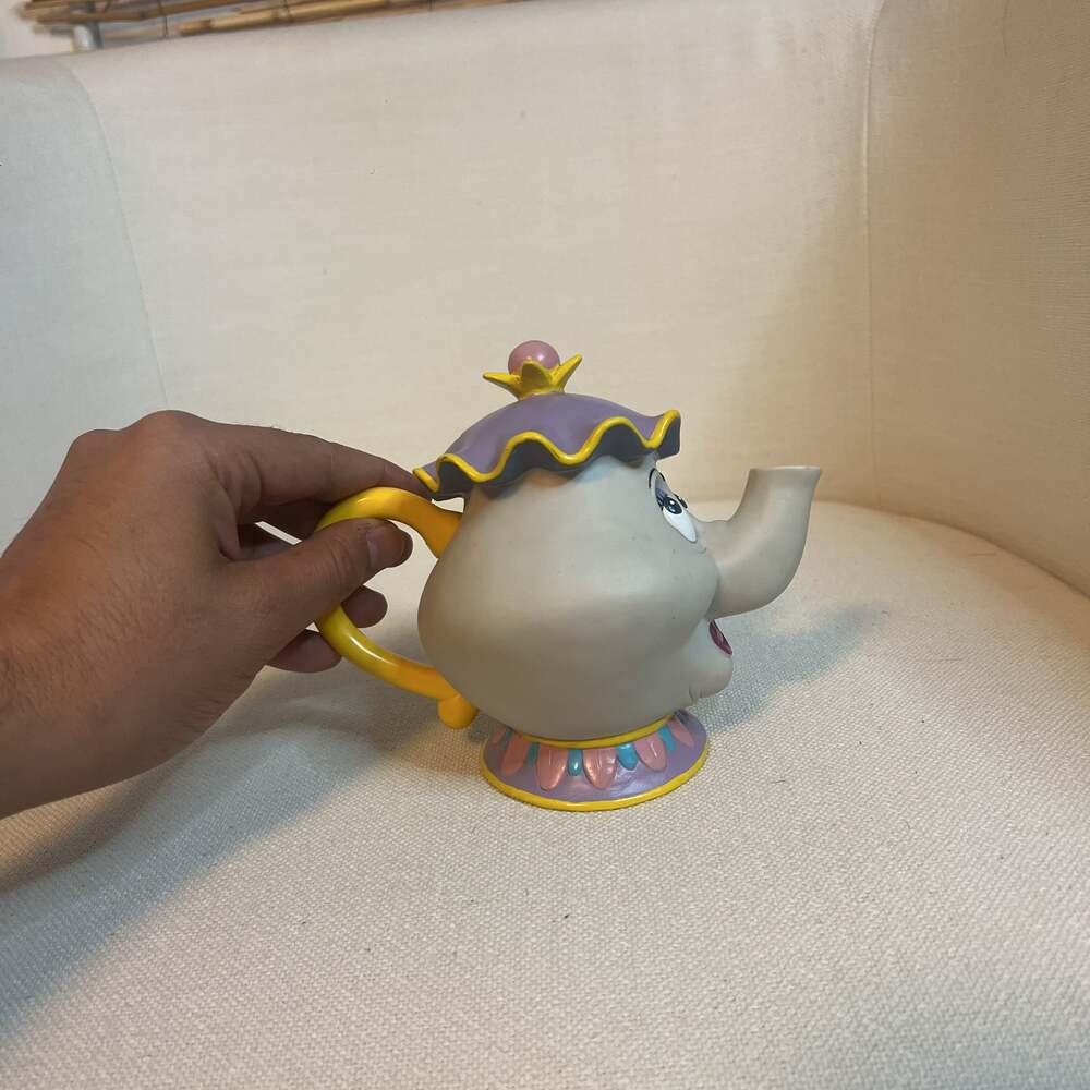 Disney Mrs Potts Teapot Coin Bank Beauty And The Beast Hard Rubber Plastic Piggy - Picture 5 of 9